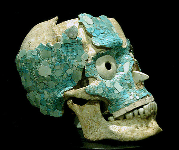 Jade Encrusted Skull from Oaxaca Mexico